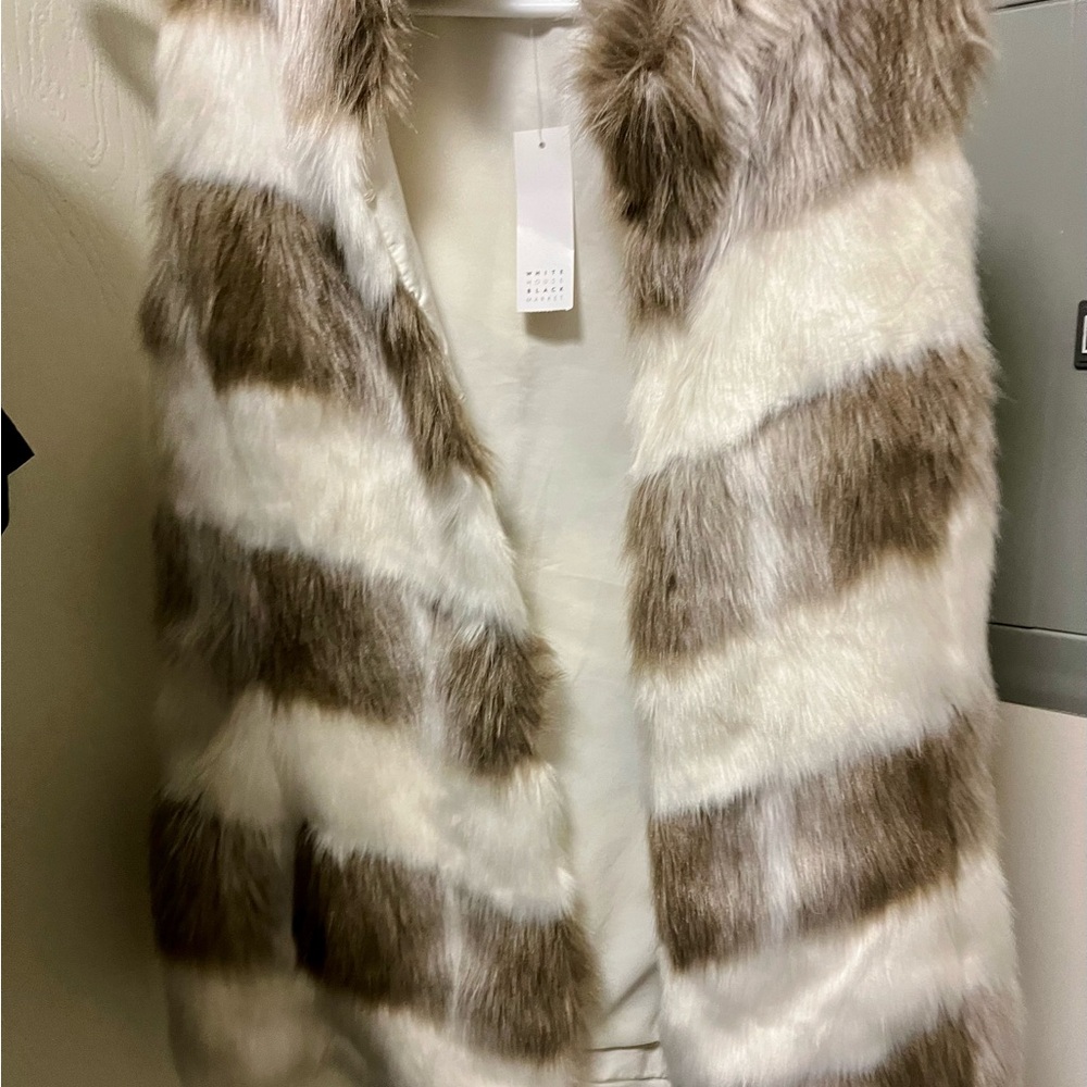 White House Black Market Cream and Brown Vest